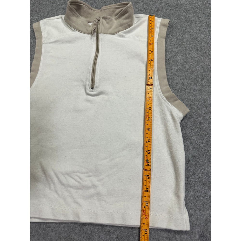 Free People Movement Half Zip Tank Large White Tan Cropped Sleeveless Top - Picture 6 of 8